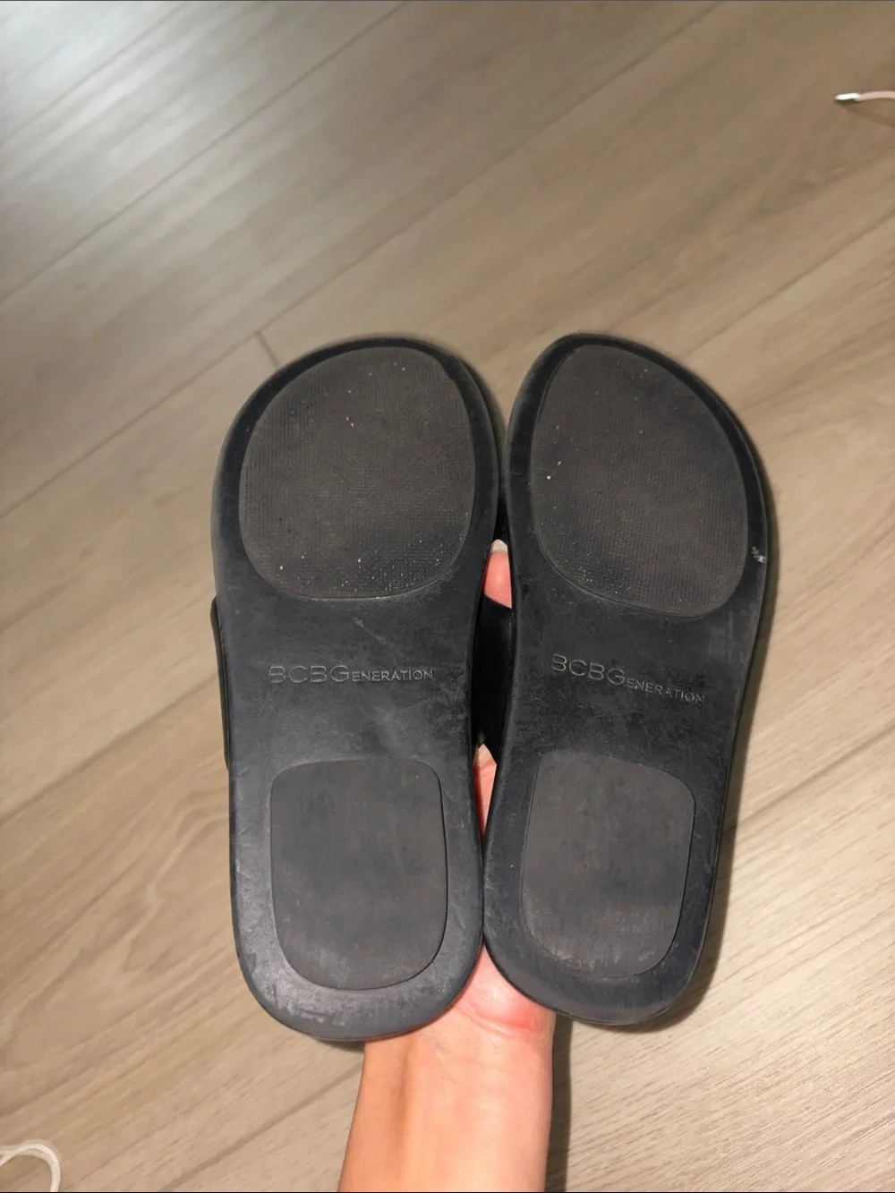 BCBGeneration Black Crisscross Slide Sandals